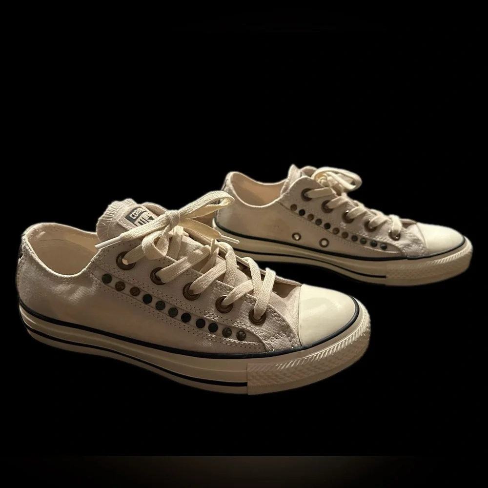 Converse All Star Stud Parchment/Egret Sneakers Low-Top‎ Shoes - Picture 3 of 10